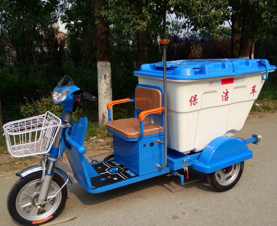 百色市電動(dòng)三輪保潔車DG3500B500L塑料桶0